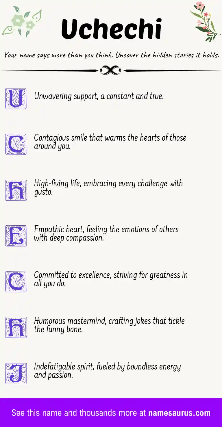 Acrostic poem about Uchechi.