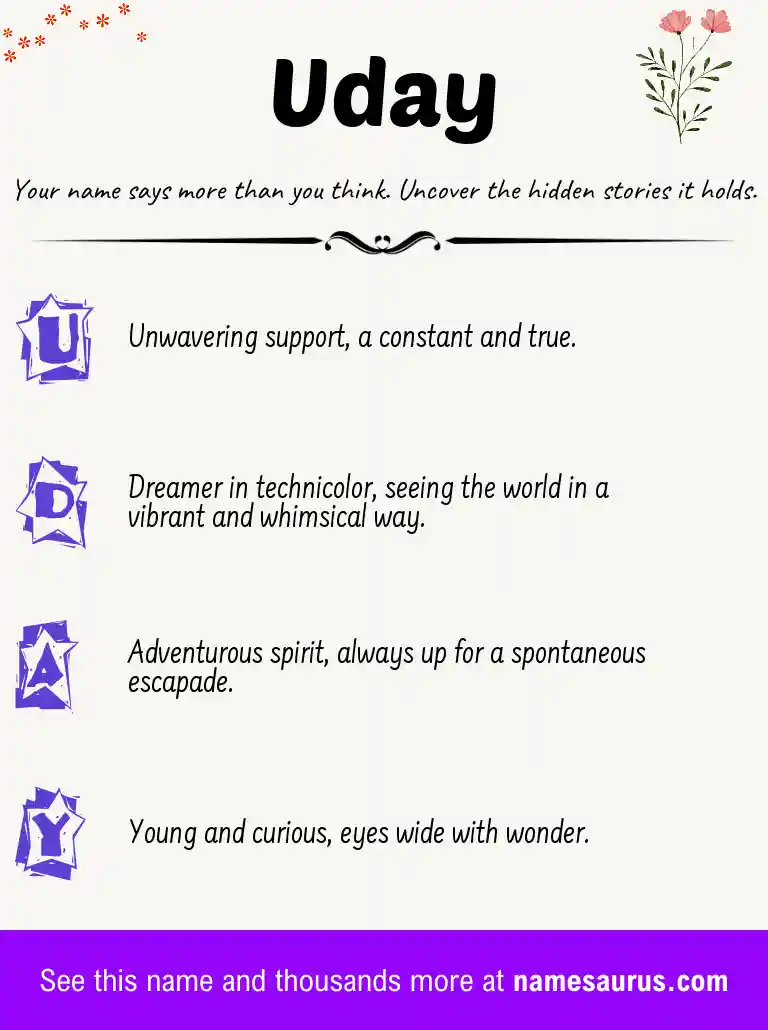 Acrostic poem about Uday.
