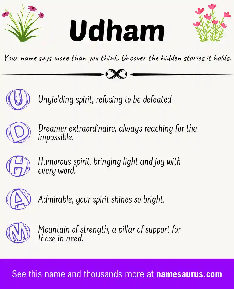 Acrostic poem about Udham.