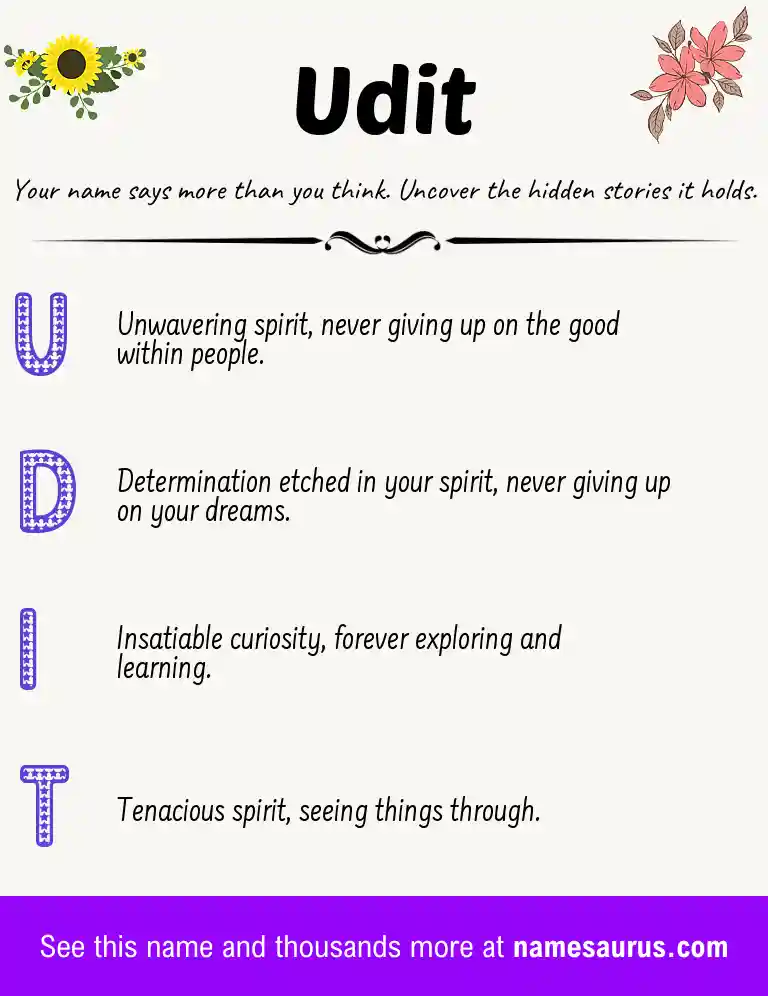 Acrostic poem about Udit.