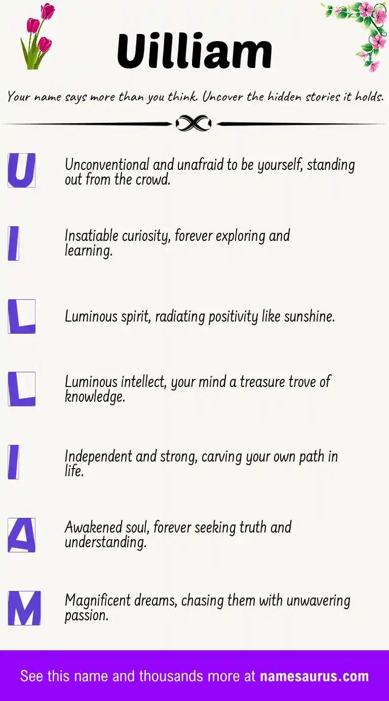 Acrostic poem about Uilliam.