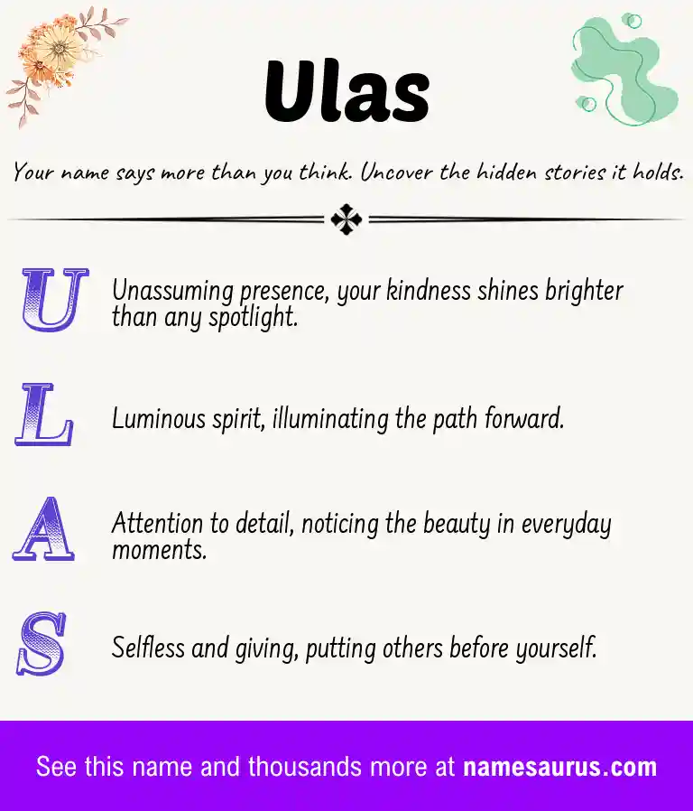 Acrostic poem about Ulas.
