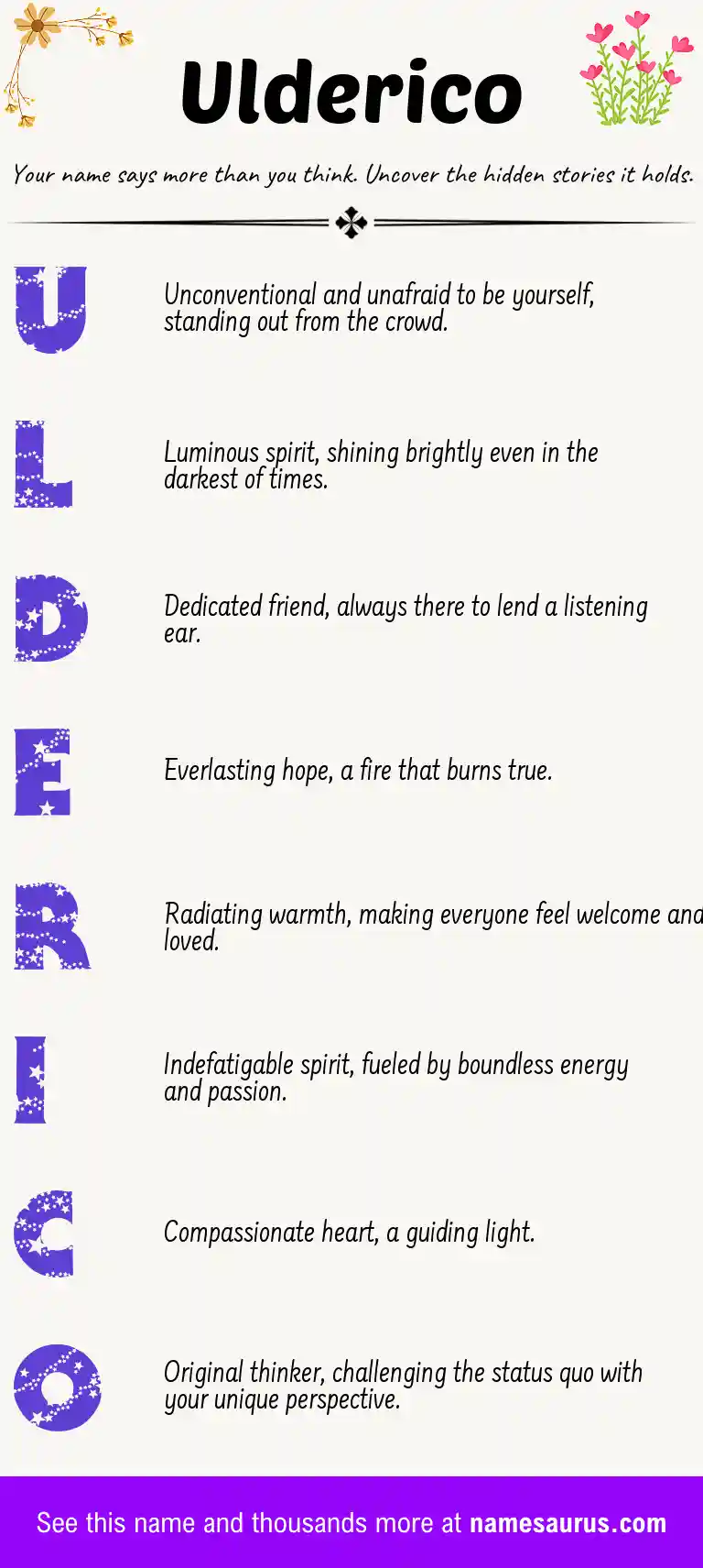 Acrostic poem about Ulderico.