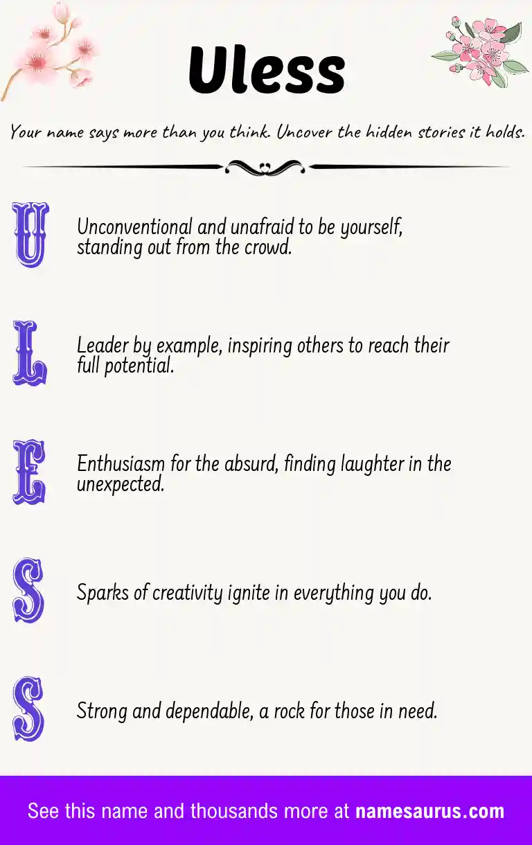 Acrostic poem about Uless.