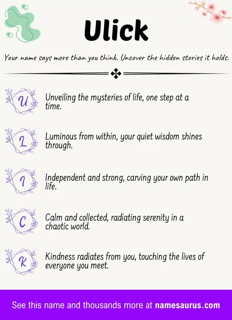 Acrostic poem about Ulick.