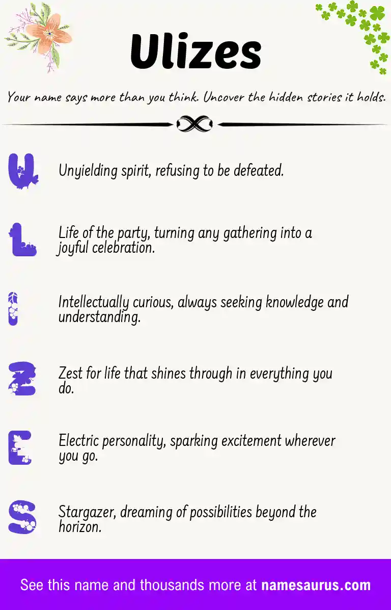Acrostic poem about Ulizes.