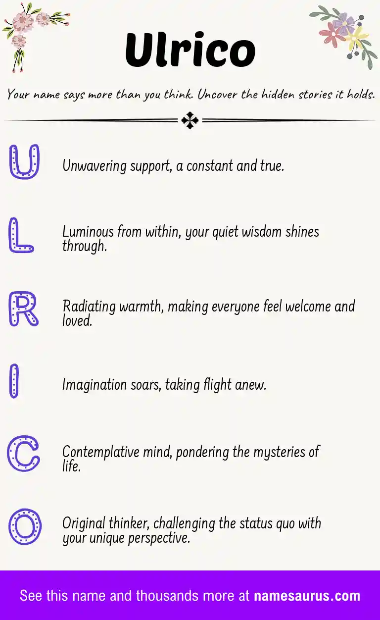 Acrostic poem about Ulrico.