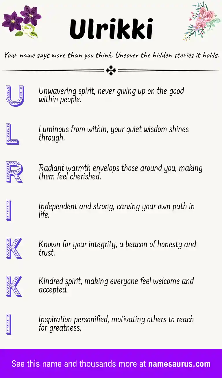 Acrostic poem about Ulrikki.
