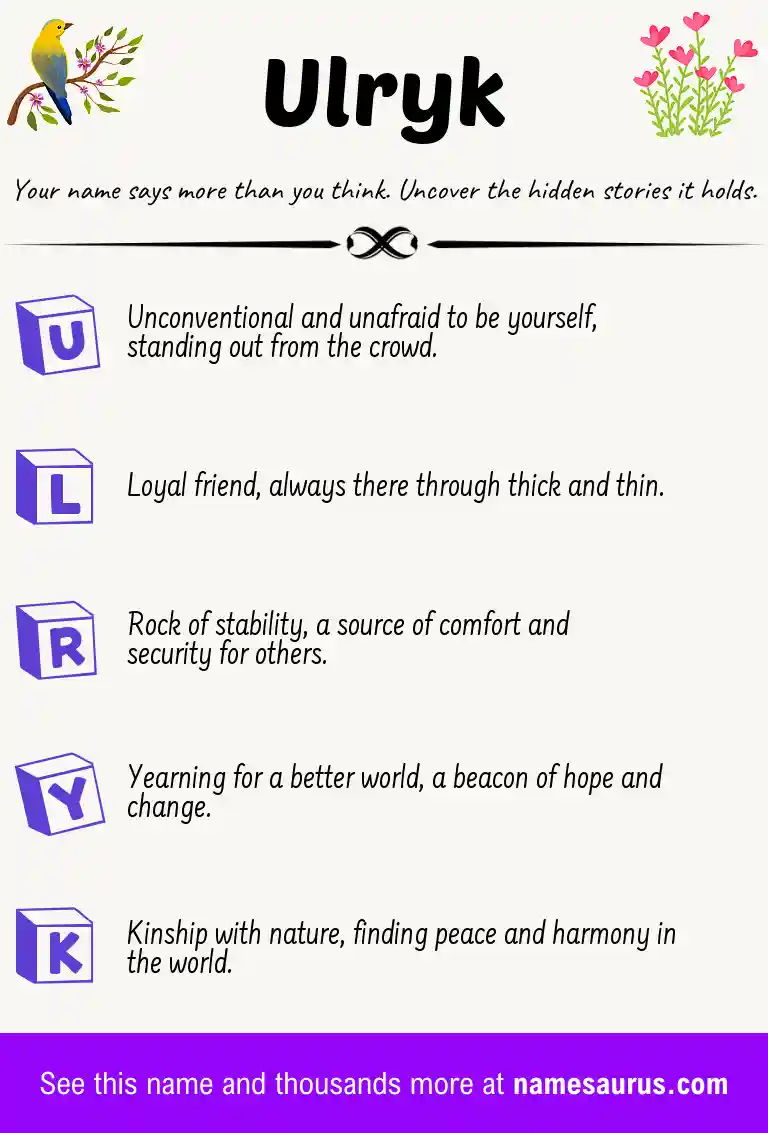 Acrostic poem about Ulryk.