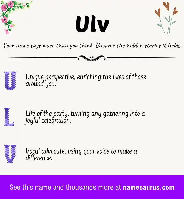 Acrostic poem about Ulv.