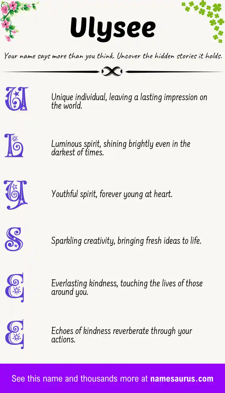 Acrostic poem about Ulysee.