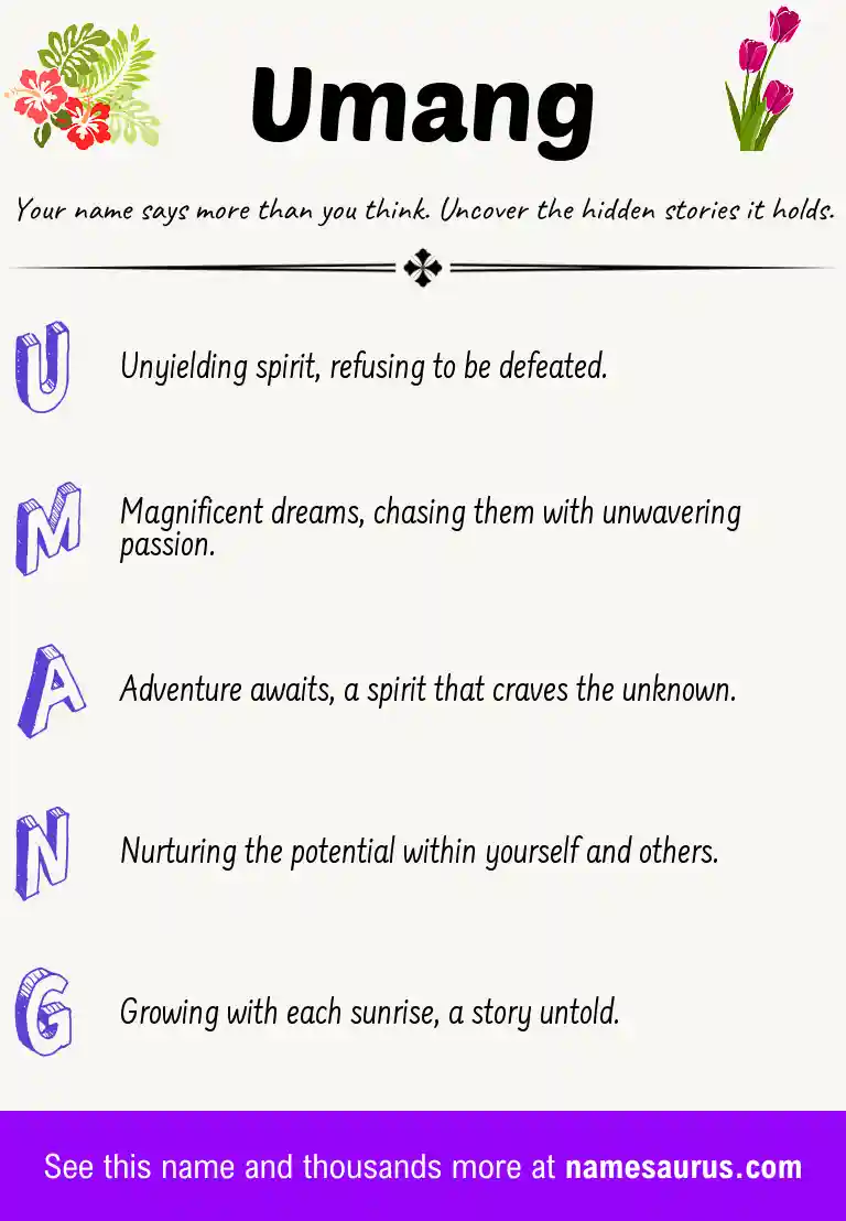 Acrostic poem about Umang.