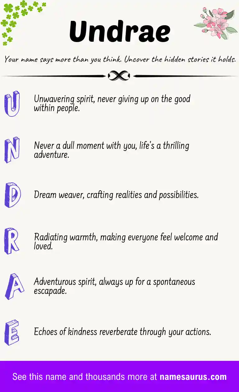 Acrostic poem about Undrae.