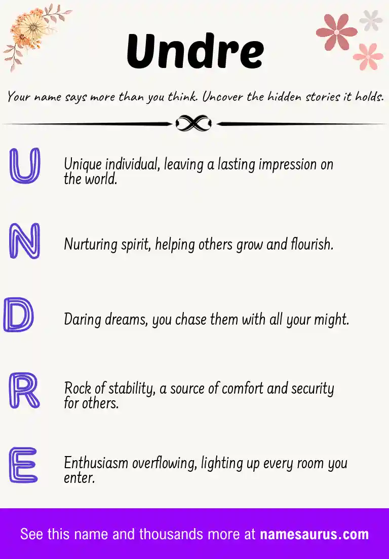 Acrostic poem about Undre.