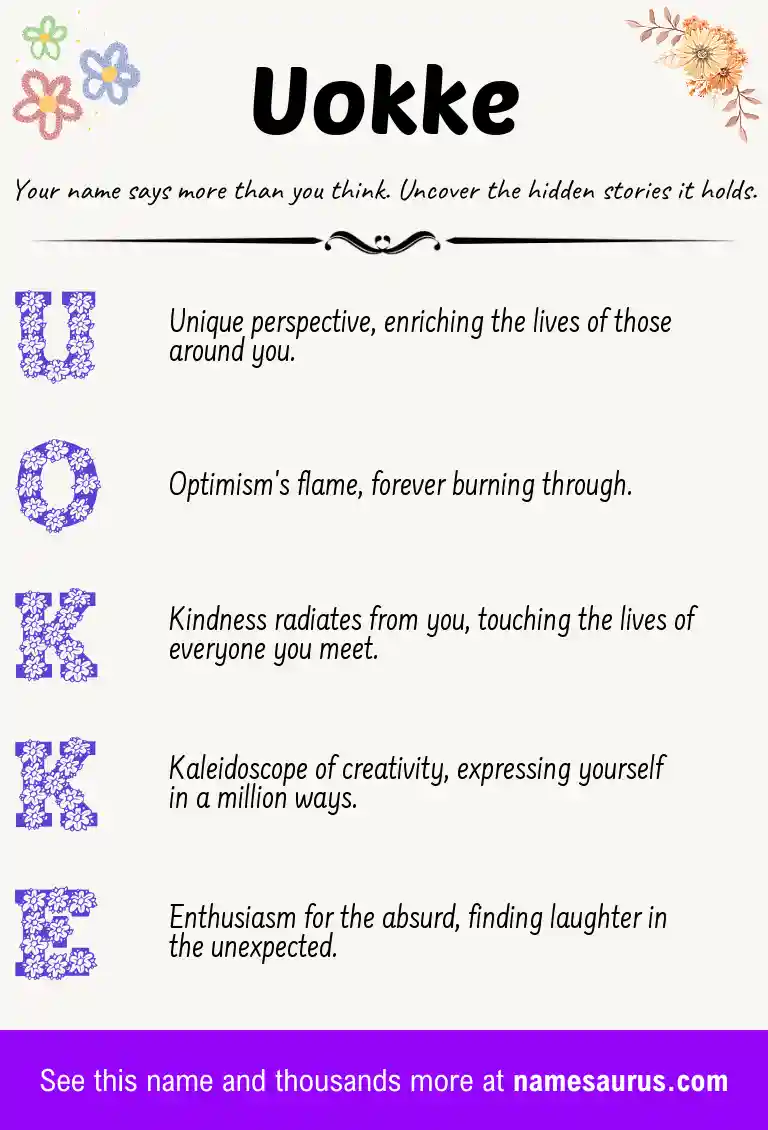 Acrostic poem about Uokke.