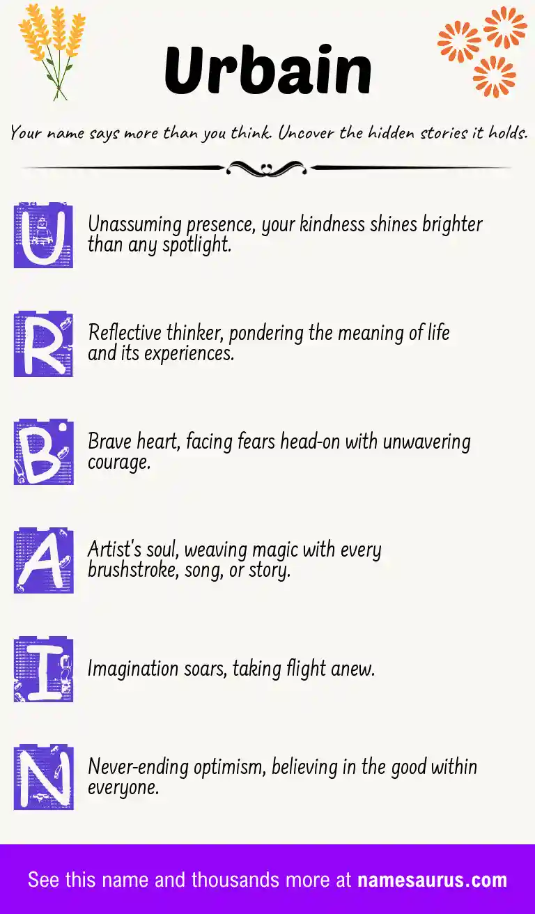Acrostic poem about Urbain.