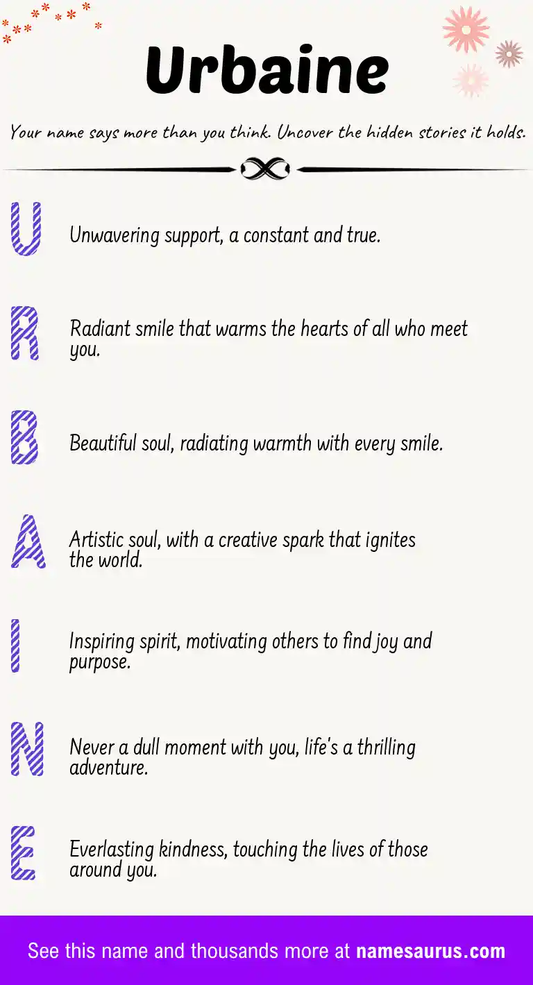 Acrostic poem about Urbaine.