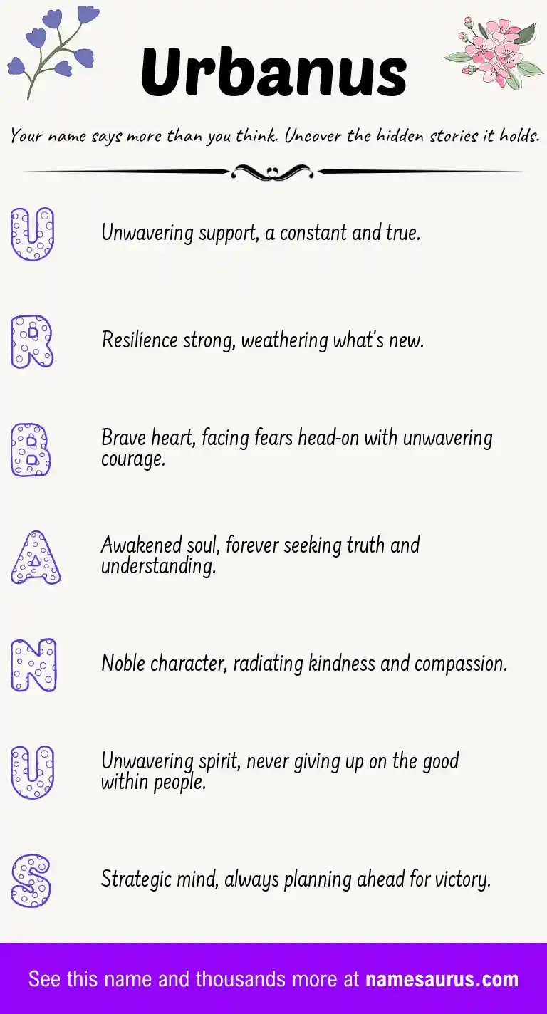 Acrostic poem about Urbanus.