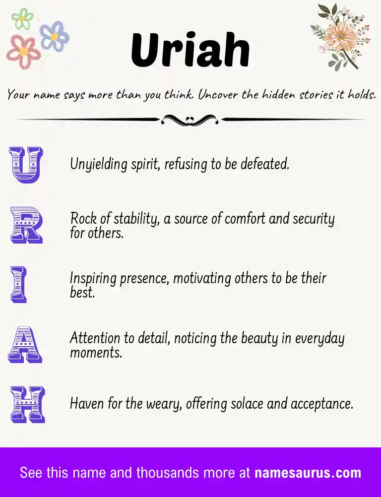Acrostic poem about Uriah.