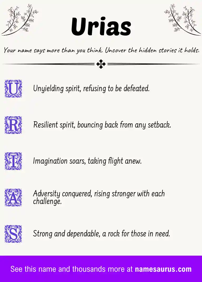 Acrostic poem about Urias.