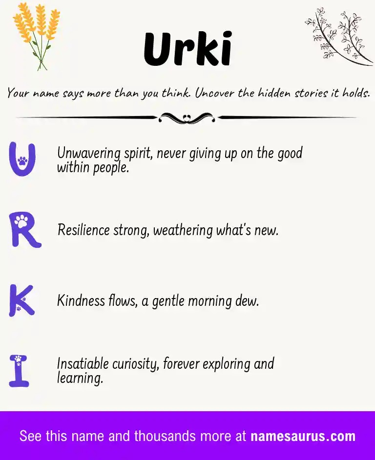 Acrostic poem about Urki.
