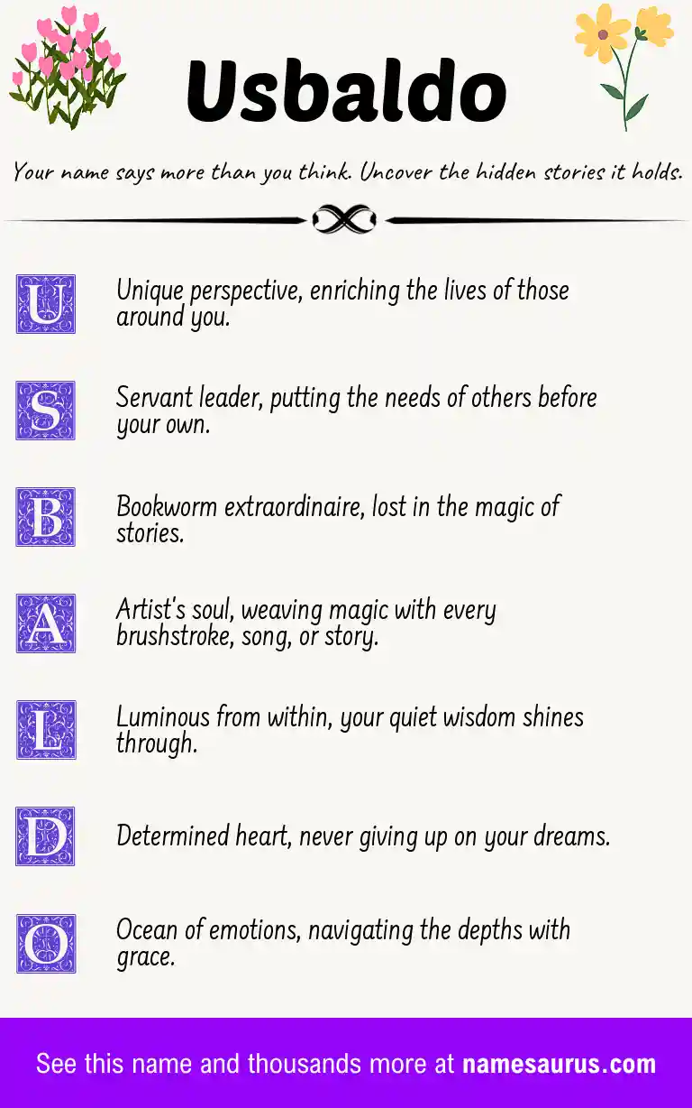 Acrostic poem about Usbaldo.