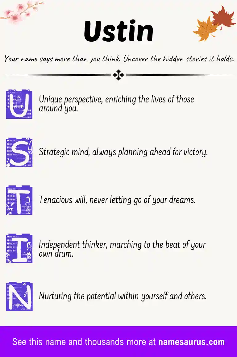 Acrostic poem about Ustin.