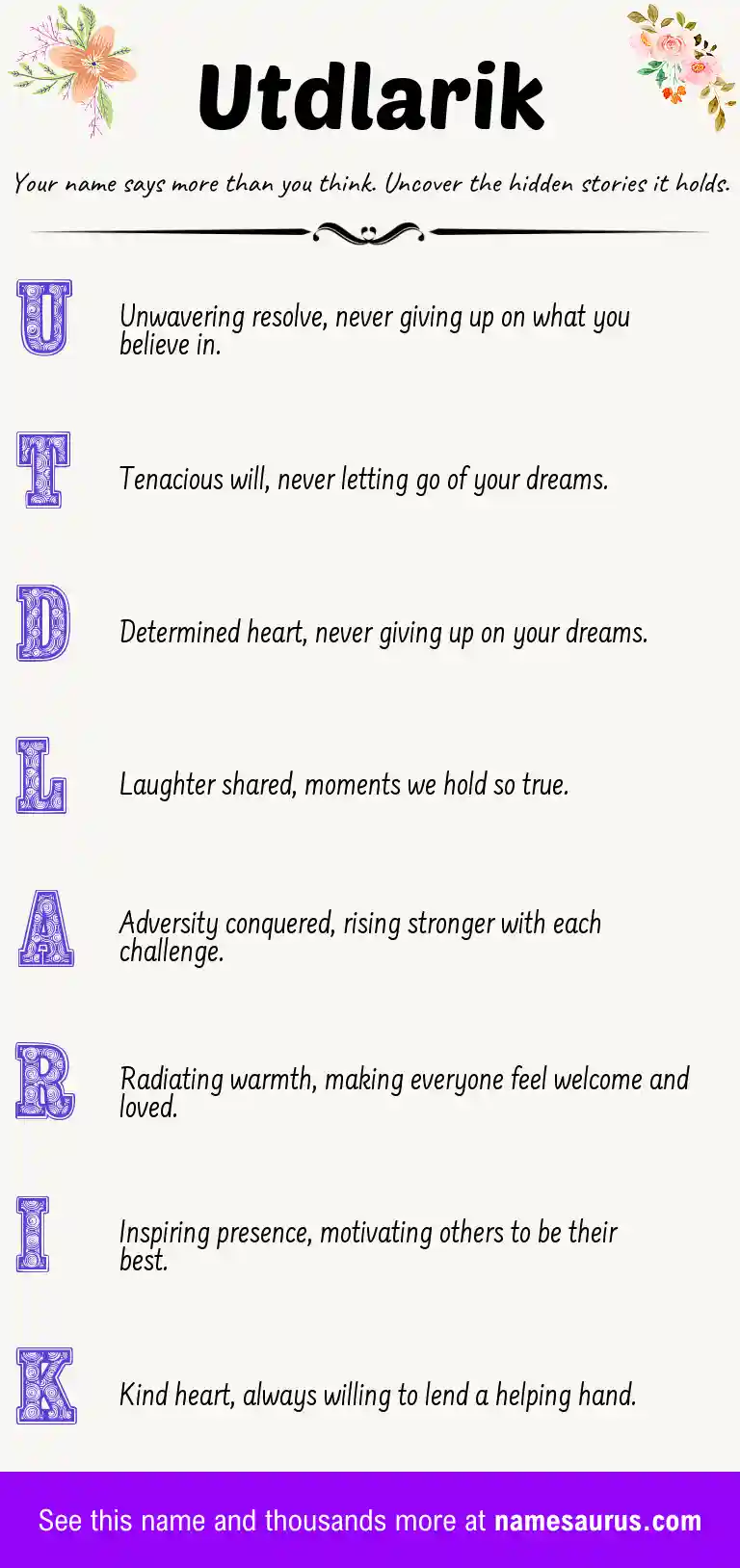 Acrostic poem about Utdlarik.
