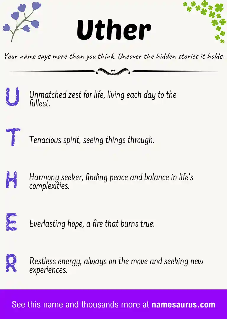 Acrostic poem about Uther.