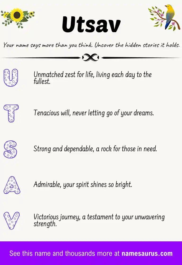 Acrostic poem about Utsav.