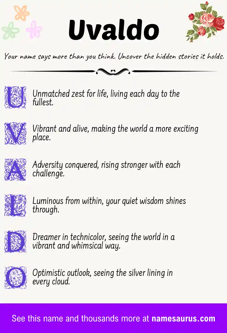 Acrostic poem about Uvaldo.