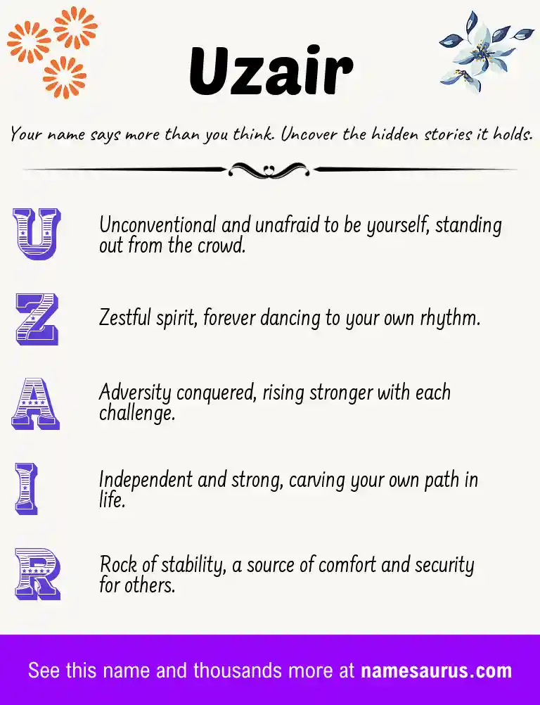 Acrostic poem about Uzair.