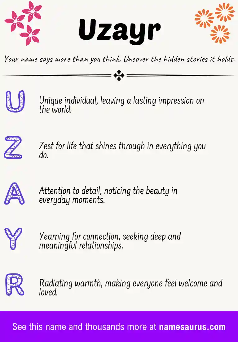 Acrostic poem about Uzayr.