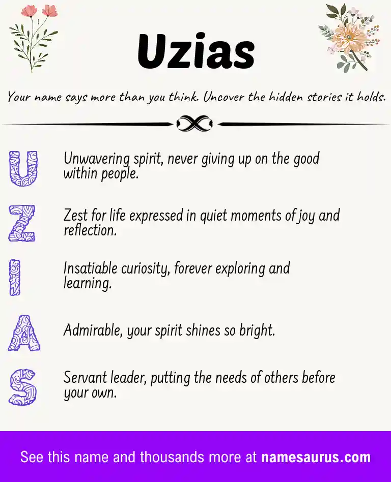 Acrostic poem about Uzias.