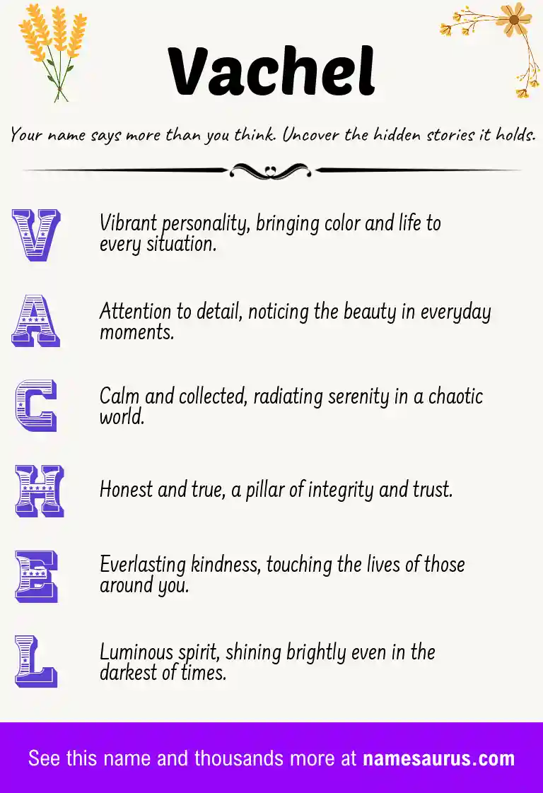 Acrostic poem about Vachel.