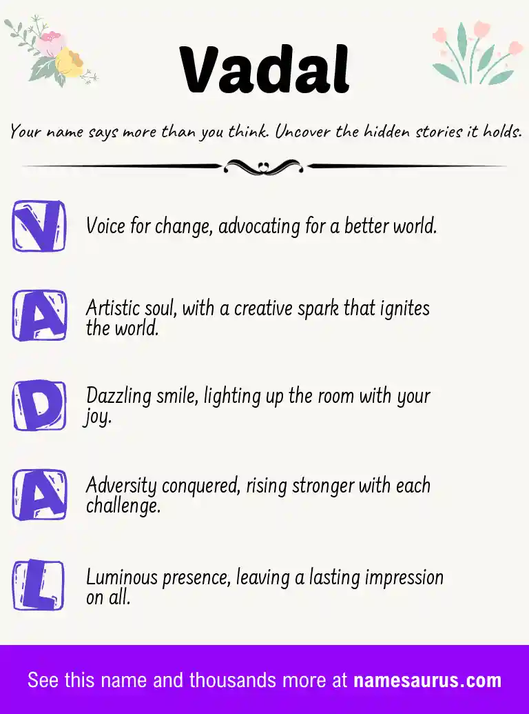 Acrostic poem about Vadal.