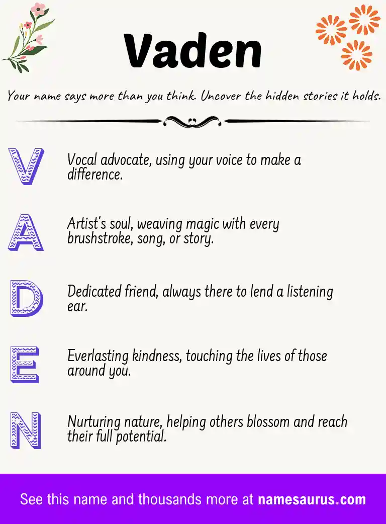 Acrostic poem about Vaden.