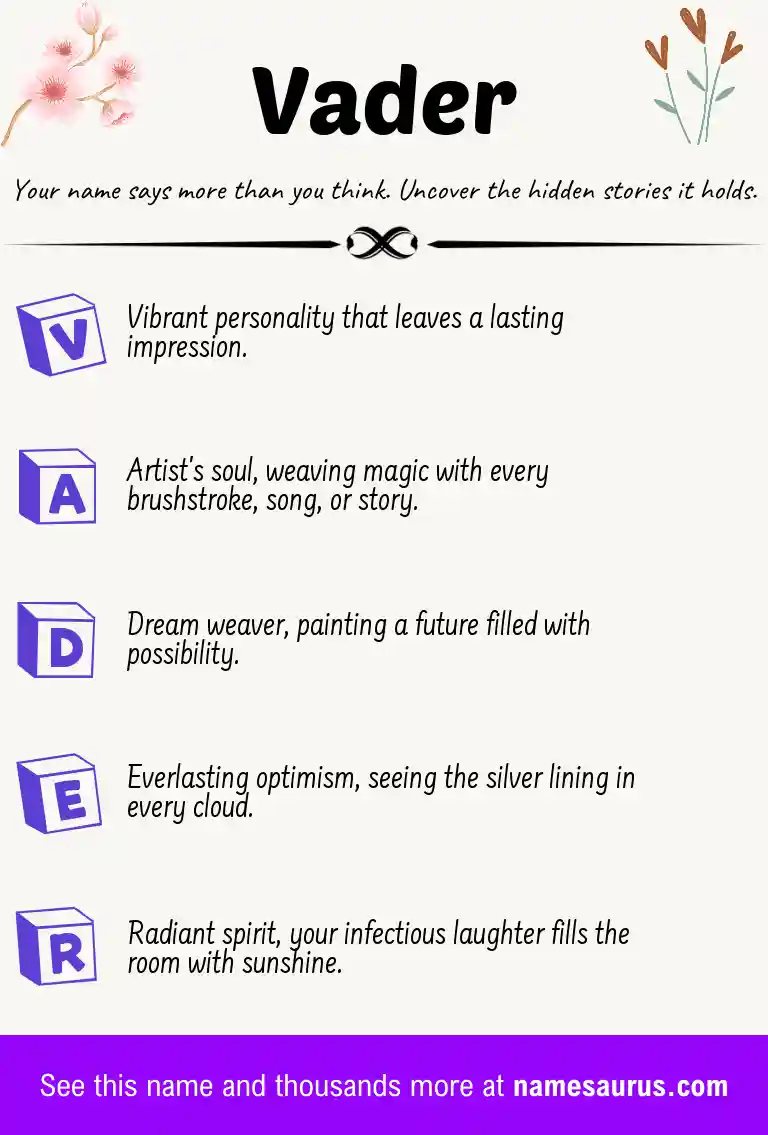 Acrostic poem about Vader.