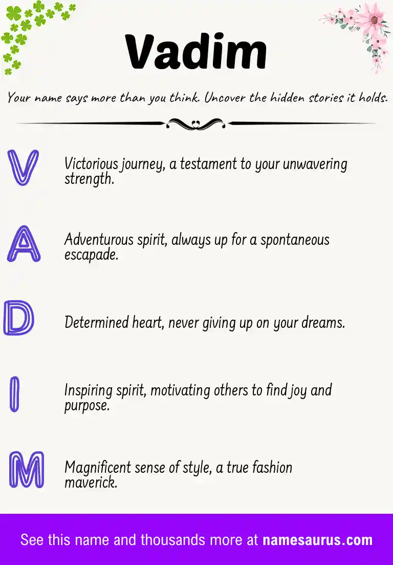 Acrostic poem about Vadim.