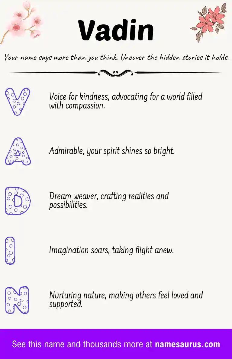 Acrostic poem about Vadin.