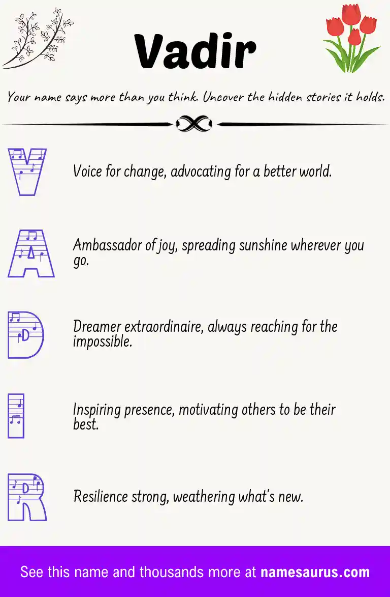 Acrostic poem about Vadir.