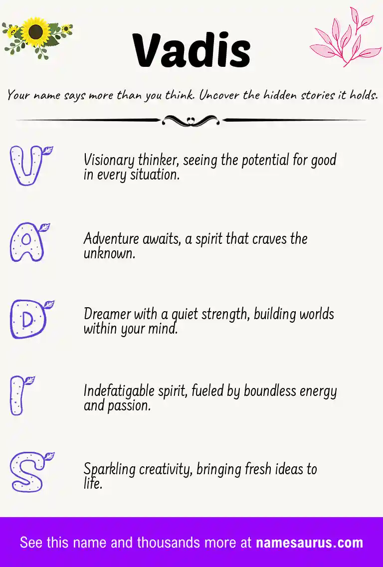 Acrostic poem about Vadis.