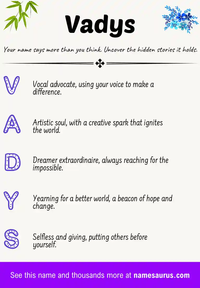 Acrostic poem about Vadys.