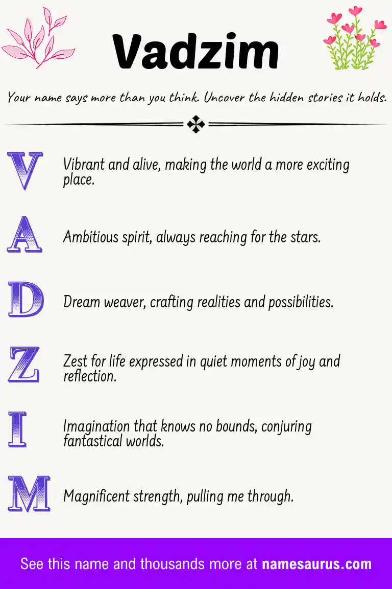 Acrostic poem about Vadzim.
