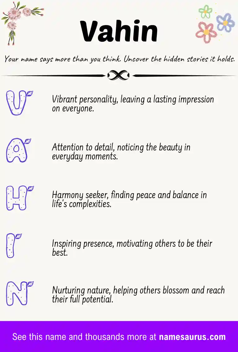 Acrostic poem about Vahin.