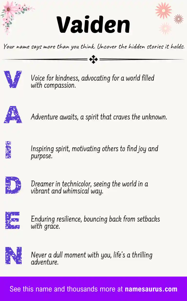 Acrostic poem about Vaiden.