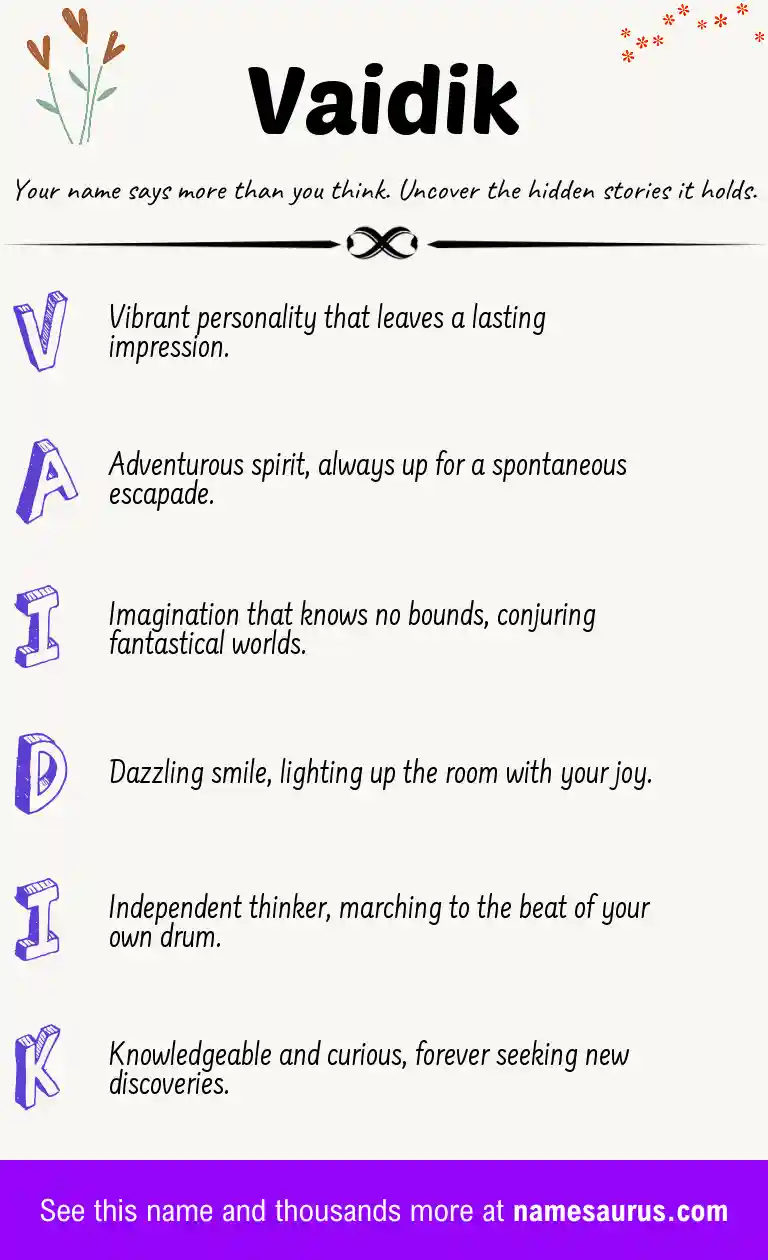 Acrostic poem about Vaidik.