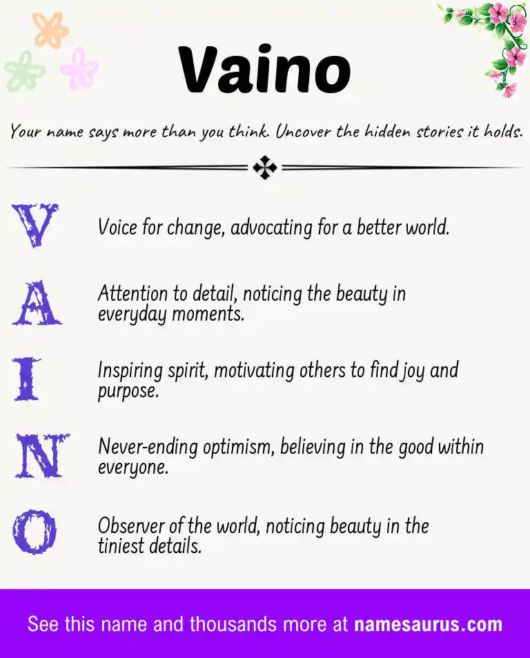 Acrostic poem about Vaino.