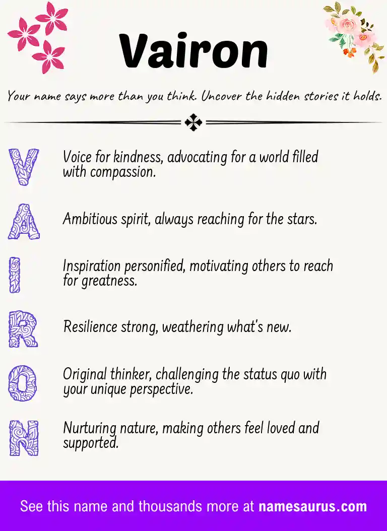 Acrostic poem about Vairon.