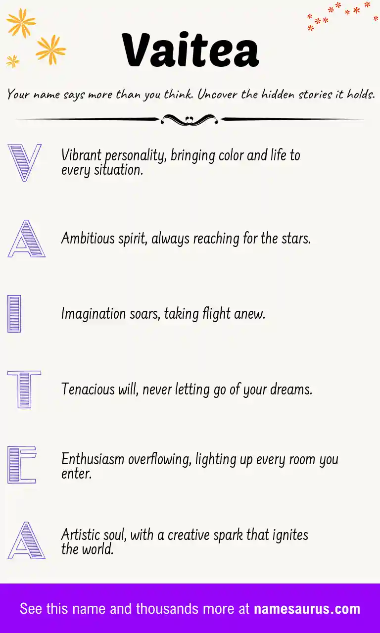 Acrostic poem about Vaitea.